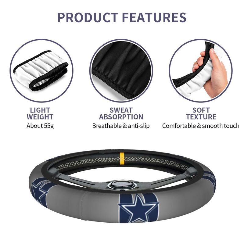 Dallas Cowboys Printed breathable elastic steering wheel protective cover