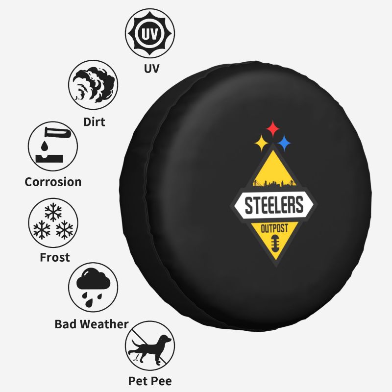 Pittsburgh Steelers 2 Car tire protective cover waterproof and dustproof tire cover