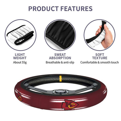 Kansas City Chiefs Printed elastic steering wheel cover anti slip breathable