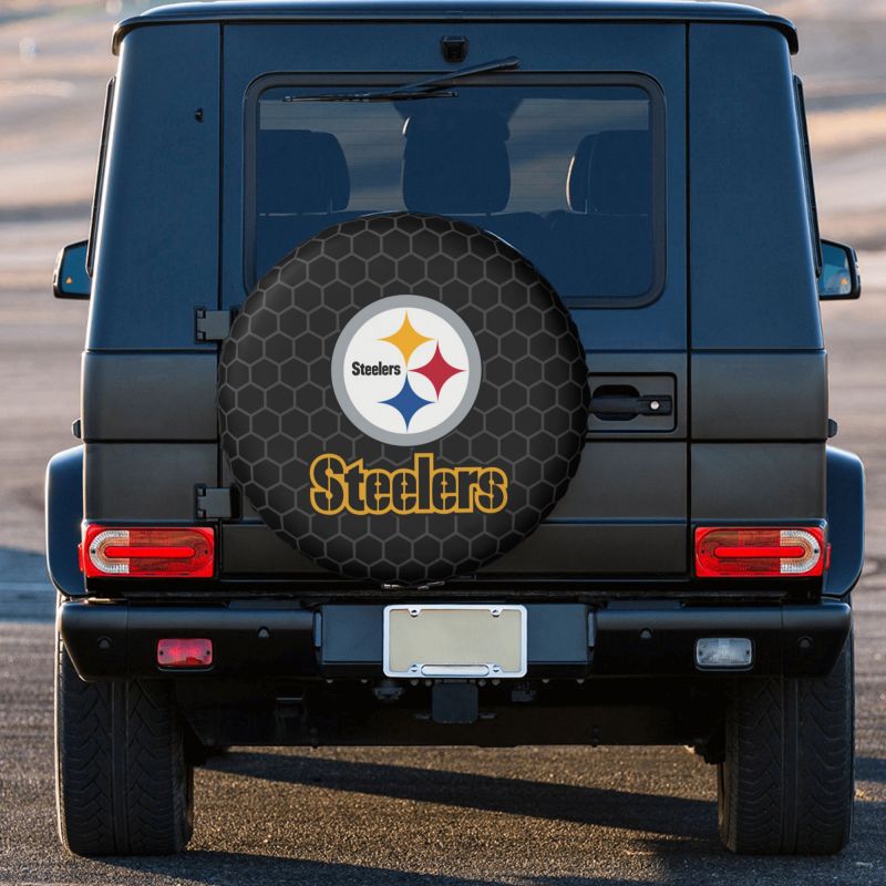 Pittsburgh Steelers 2 Grid printed car tire cover dustproof and waterproof tire cover