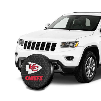 Kansas City Chiefs Grid printed car tire cover dustproof and waterproof tire cover