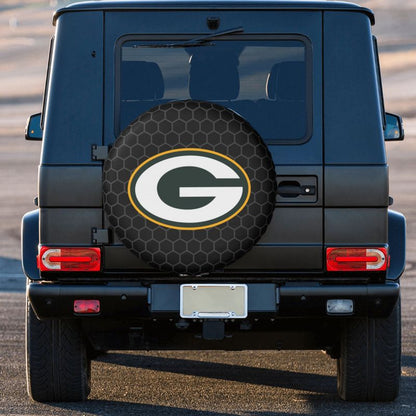 Green Bay Packers 2 Grid printed car tire cover dustproof and waterproof tire cover