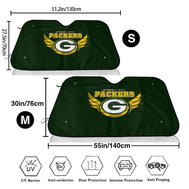 Green Bay Packers 3 Print suitable for front Car windshield sunshades Car windshield sunshades