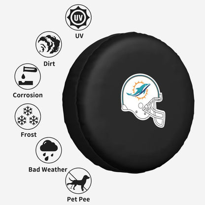 Miami Dolphins 3 Car tire protective cover waterproof and dustproof tire cover