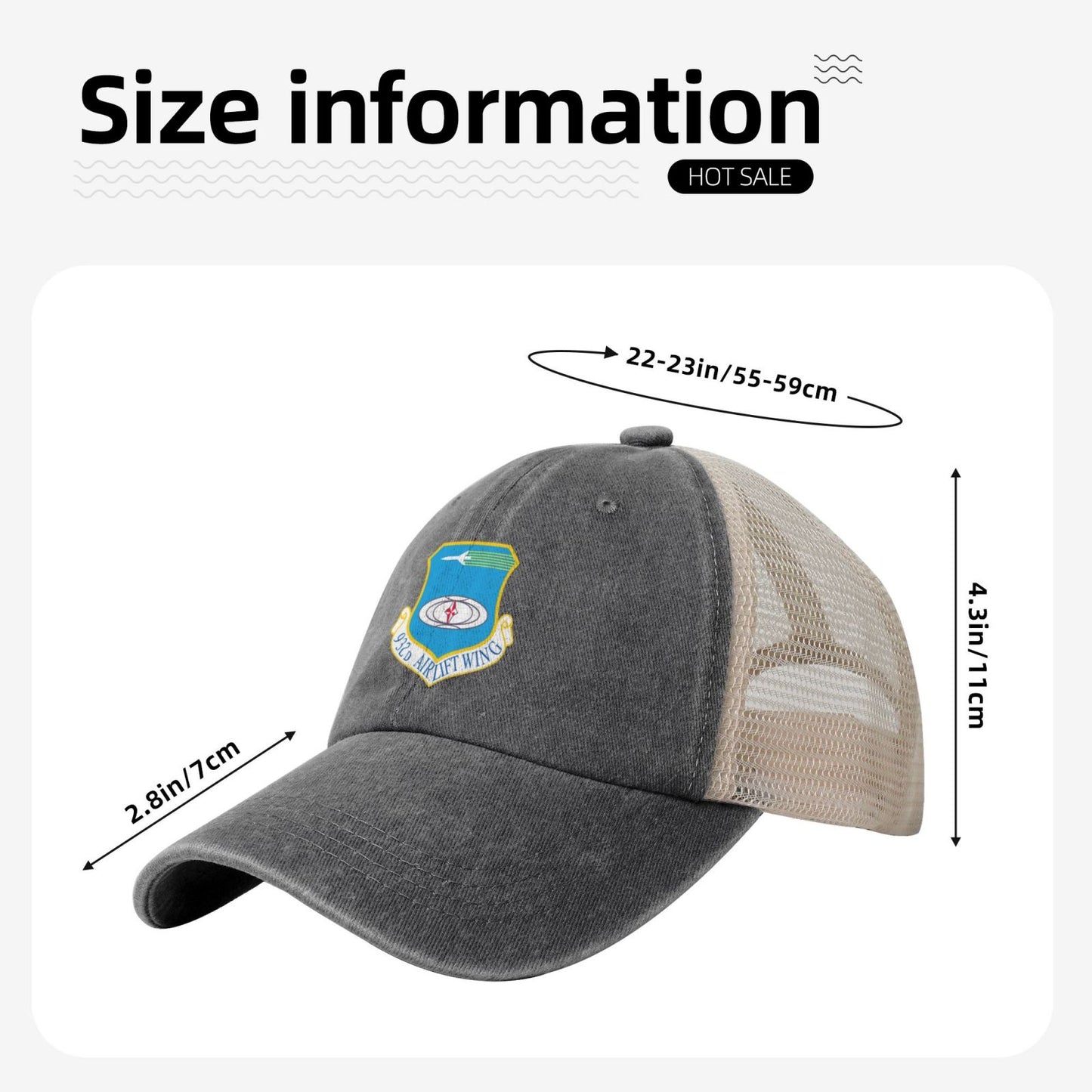 932d Airlift Wing Printed unisex baseball cap adjustable grid baseball cap veteran gift
