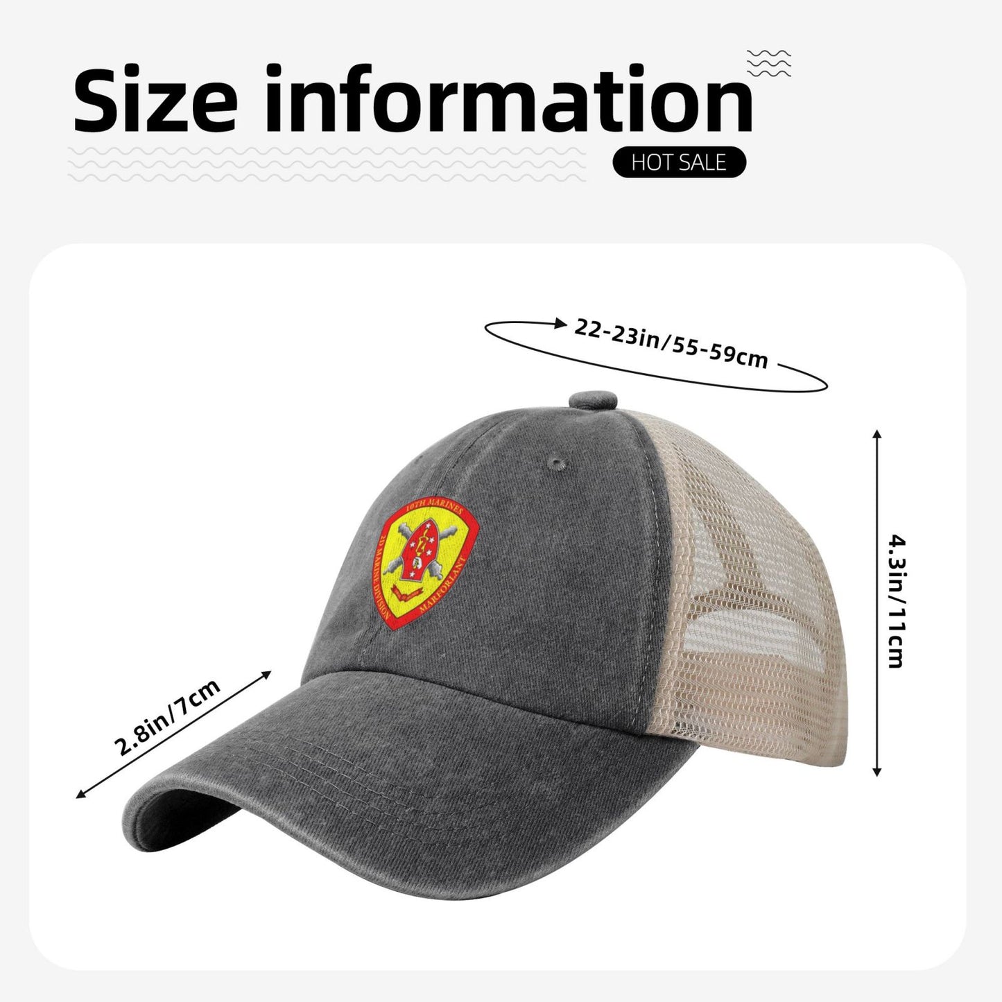10th Marine Regiment Seal Printed unisex baseball cap adjustable grid baseball cap veteran gift