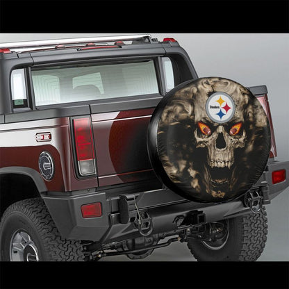 Pittsburgh Steelers print Skull print car tire cover tire dust cover