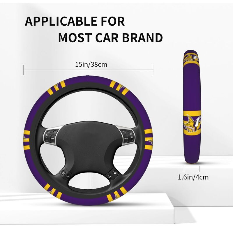 Minnesota Vikings Printed breathable elastic steering wheel cover anti slip cover