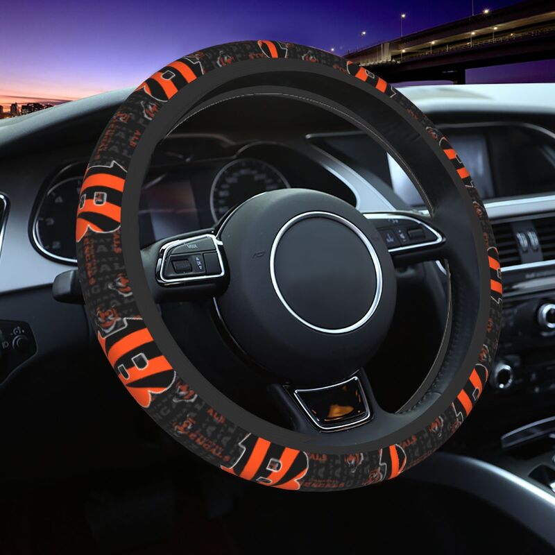 Cincinnati Bengals 3 Printed breathable elastic steering wheel anti slip cover