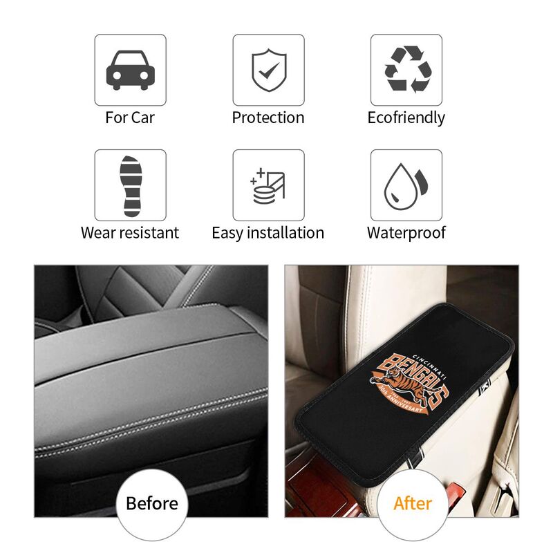 Car armrest box pad Cincinnati Bengals 4 Printed center armrest box pad protective pad