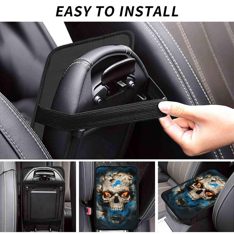 Detroit Lions Printed car armrest box pad elbow support anti slip pad