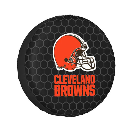 Cleveland Browns Grid printed car tire cover dustproof and waterproof tire cover