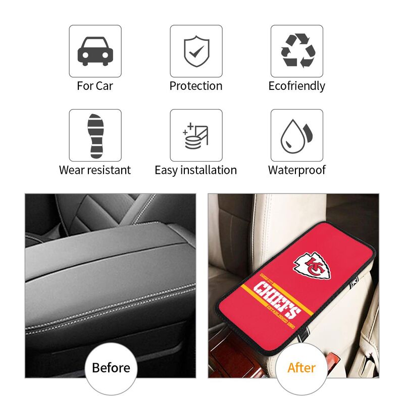 Kansas City Chiefs Printed car armrest box pad Protective pad