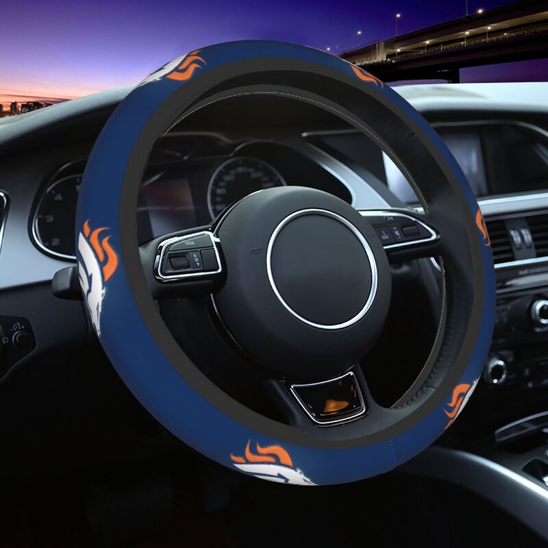 Denver Broncos Printed breathable elastic steering wheel protective cover