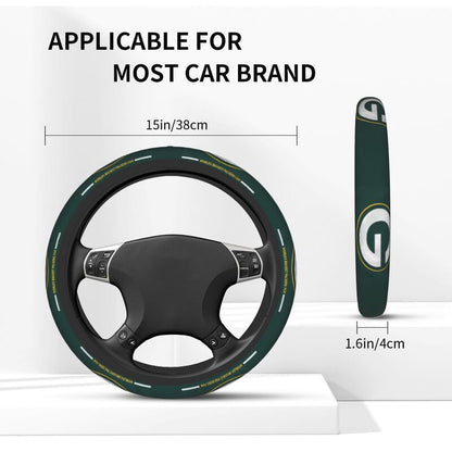 Green Bay Packers 2 Printed breathable elastic steering wheel anti slip cover
