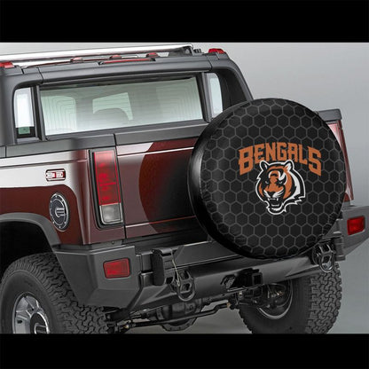 Cincinnati Bengals Grid printed car tire cover dustproof and waterproof tire cover