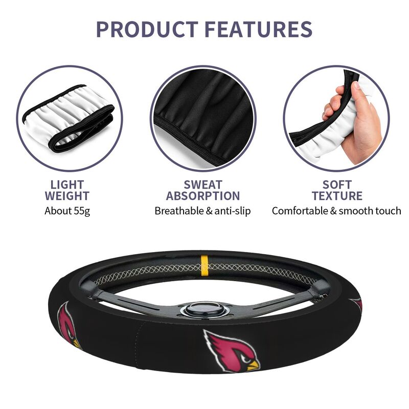 Arizona Cardinals Printed elastic steering wheel cover car protective cover