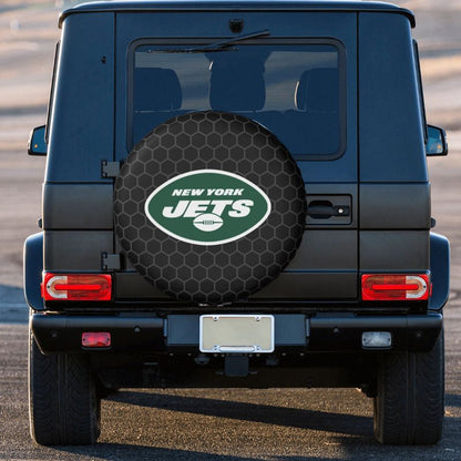 New York Jets Grid printed car tire cover dustproof and waterproof tire cover