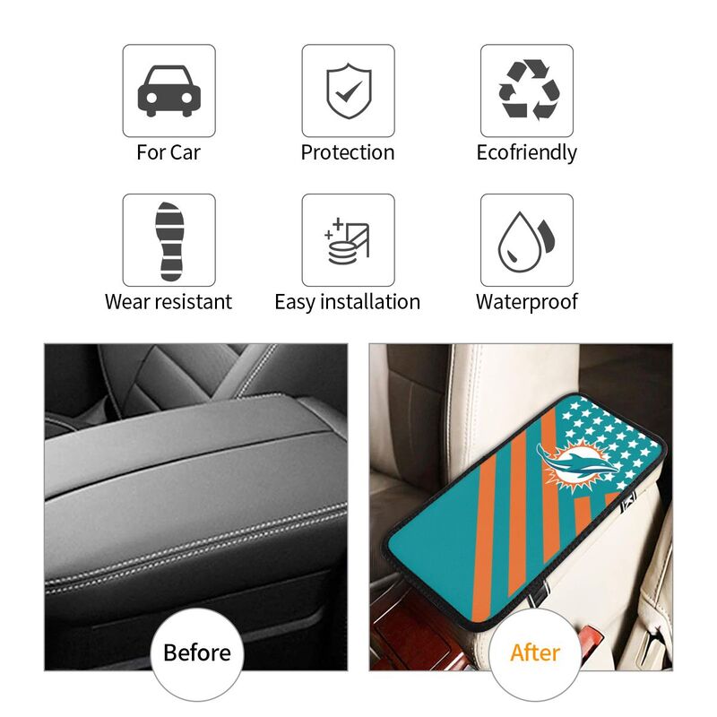Miami Dolphins3 Printed car armrest box pad elbow protection pad