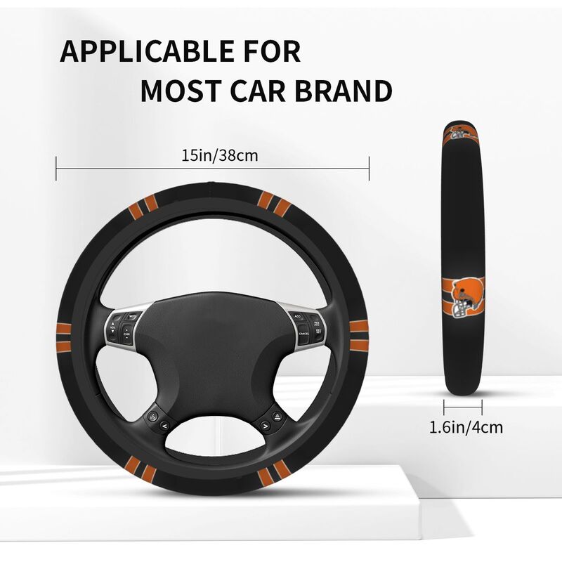 Cleveland Browns 2 Printed car anti-skid cover elastic steering wheel cover