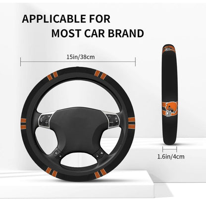 Cleveland Browns 2 Printed car anti-skid cover elastic steering wheel cover
