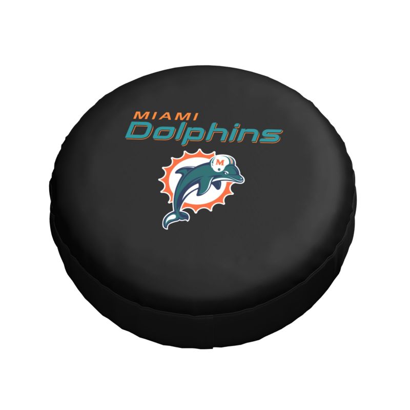 Miami Dolphins 2 Car tire protective cover waterproof and dustproof tire cover