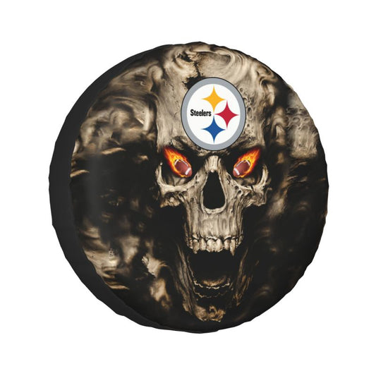 Pittsburgh Steelers print Skull print car tire cover tire dust cover