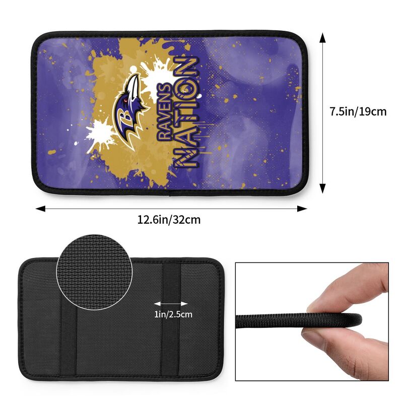 Baltimore Ravens print car center console armrest pad Car armrest box protective cover