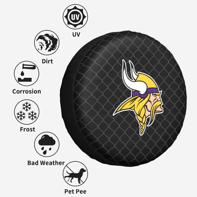 Minnesota VikingsGrid background car tire waterproof dustproof protective cover