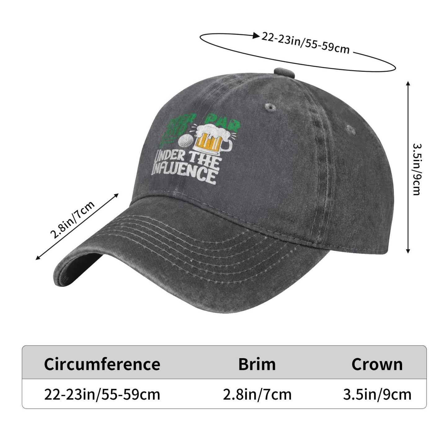 Over Par Under The Influence Golf Printed unisex baseball cap outdoor hats adjustable cap trucker gift hat