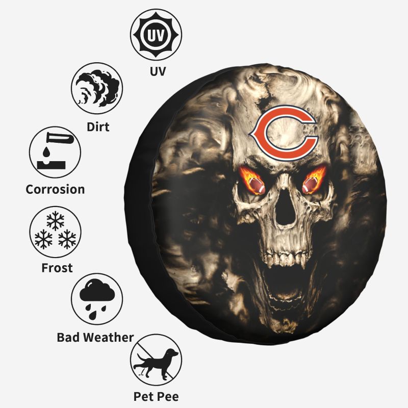 Chicago Bears print Skull print car tire cover tire dust cover
