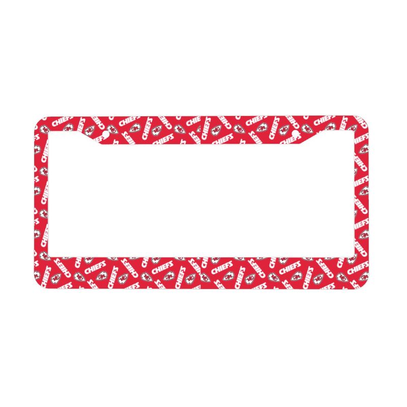 Kansas City Chiefs Print front rear license plate holder circular hole license plate holder (one pair)