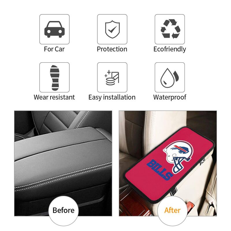 Car armrest box pad Buffalo Bills Printed center armrest box pad protective pad