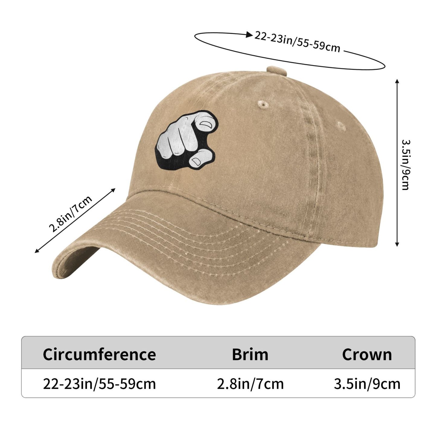Finger Pointing Illustrations Printed unisex baseball cap adjustable cap outdoor sun hats trucker hat