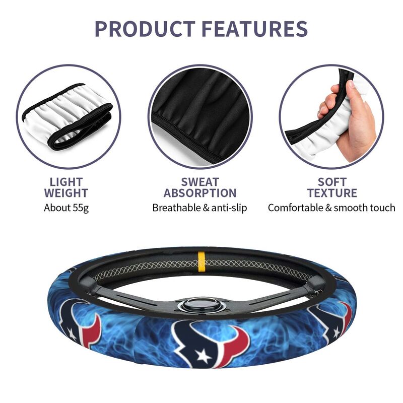 Houston Texans Printed breathable elastic steering wheel cover anti slip cover
