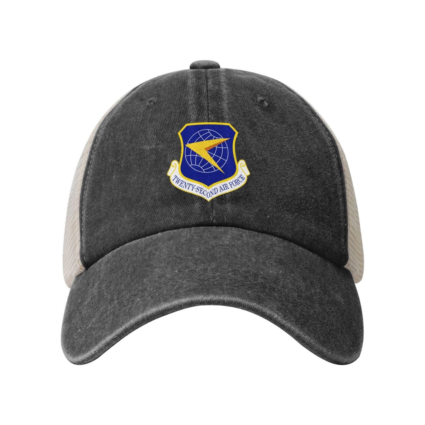 Twenty-Second Air Force-Emblem Printed unisex baseball cap adjustable grid baseball cap veteran gift