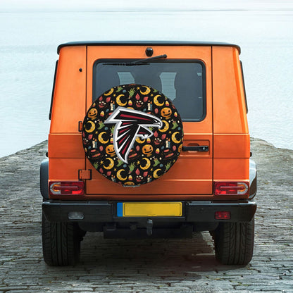 Atlanta Falcons logo Halloween Pumpkin Moon Print Car Tire Cover Tire Dust Cover
