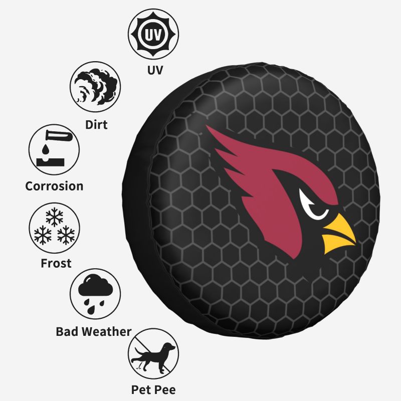 Arizona Cardinals Grid printed car tire cover dustproof and waterproof tire cover