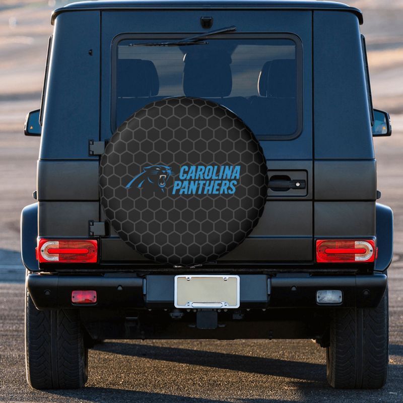 Carolina Panthers Grid printed car tire cover dustproof and waterproof tire cover