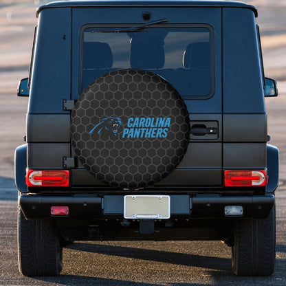 Carolina Panthers Grid printed car tire cover dustproof and waterproof tire cover