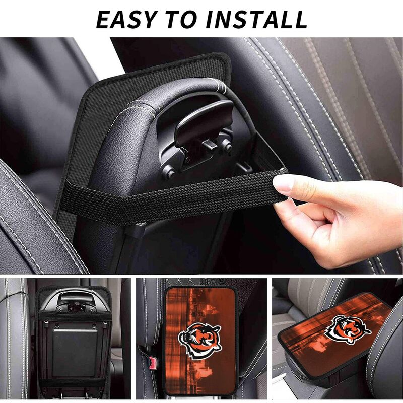 Car armrest box pad Cincinnati Bengals 1 Printed center armrest box pad protective pad