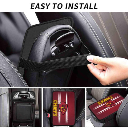 Car armrest box pad Kansas City Chiefs 2 Printed central armrest box cushion protective pad