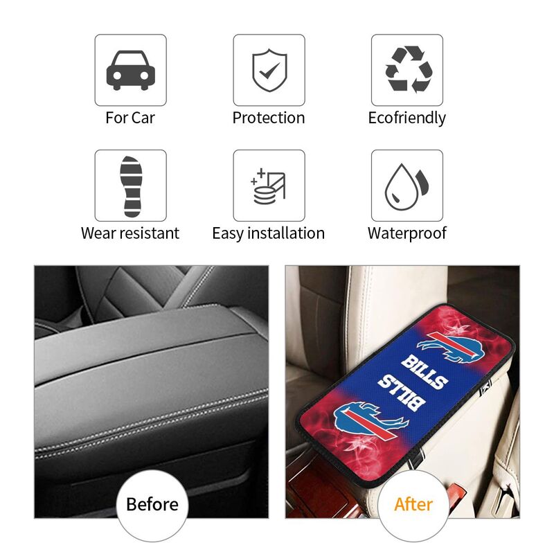 Car armrest box pad Buffalo Bills 7 Printed central armrest box cushion protective pad