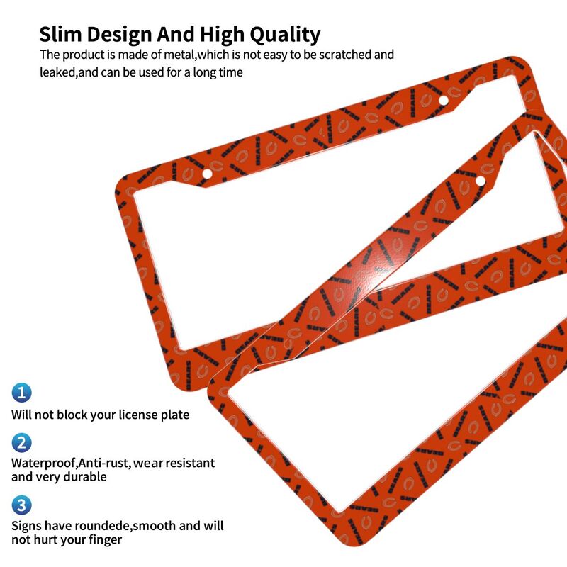 Chicago Bears Print front rear license plate holder circular hole license plate holder (one pair)