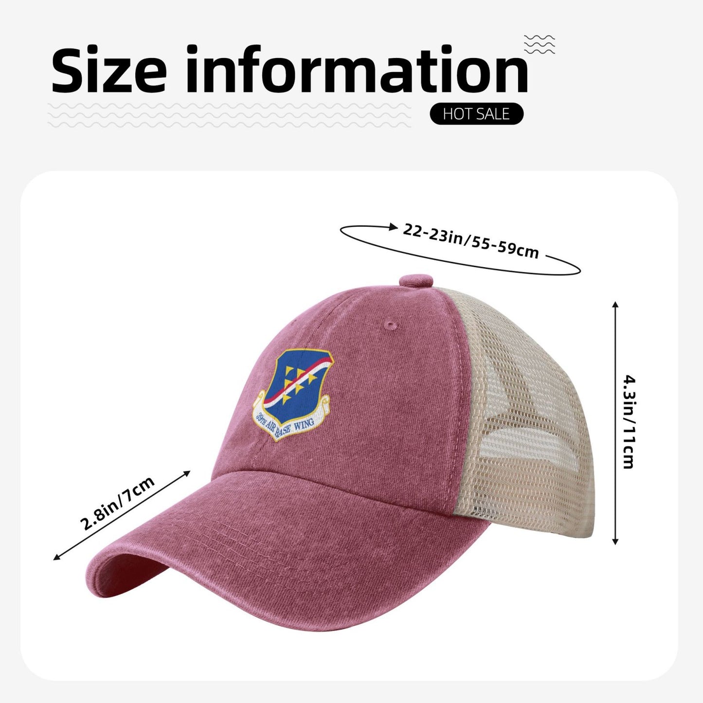 39th Air Base Wing Printed unisex baseball cap adjustable grid baseball cap veteran gift