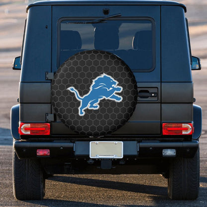 Detroit Lions 2 Grid printed car tire cover dustproof and waterproof tire cover
