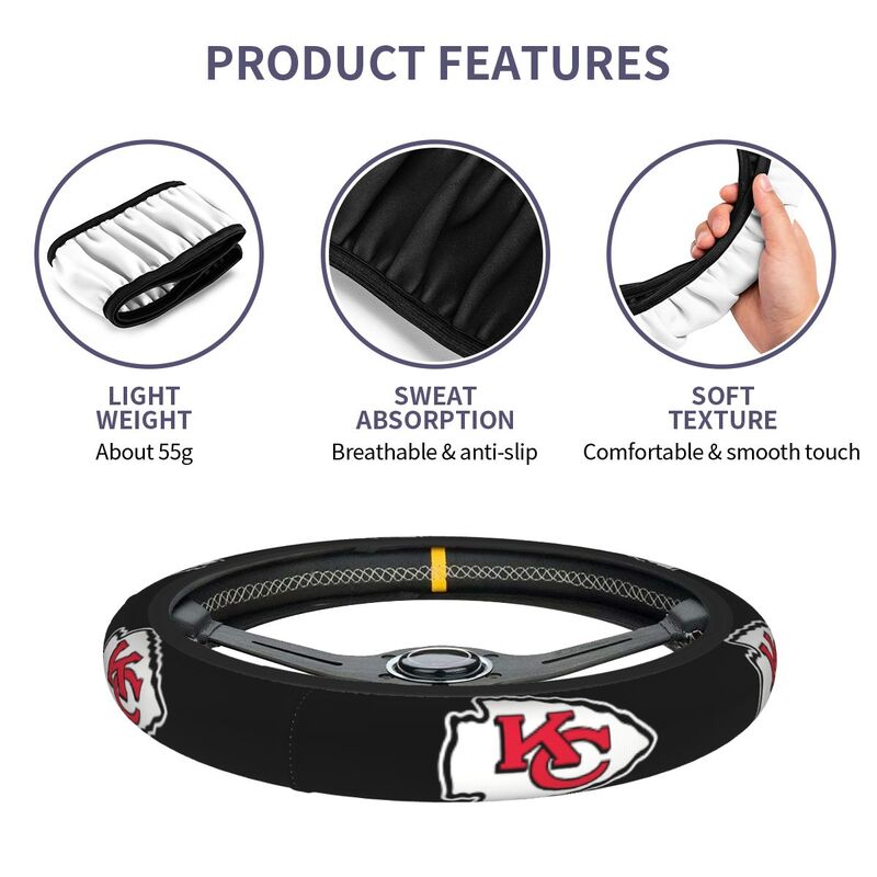 Kansas City Chiefs Printed elastic steering wheel cover car steering wheel protective cover