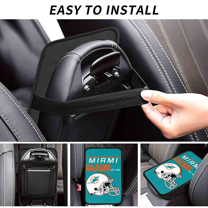 Miami Dolphins Print car armrest box cushion armrest protective cover