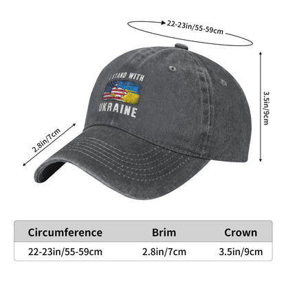 I Stand With Ukraine Ukrainian Flag Support Printed unisex baseball cap adjustable cap outdoor trucker hat veterans Gifts