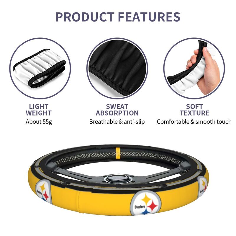 Pittsburgh Steelers 1 Printed breathable anti slip cover elastic steering wheel cover